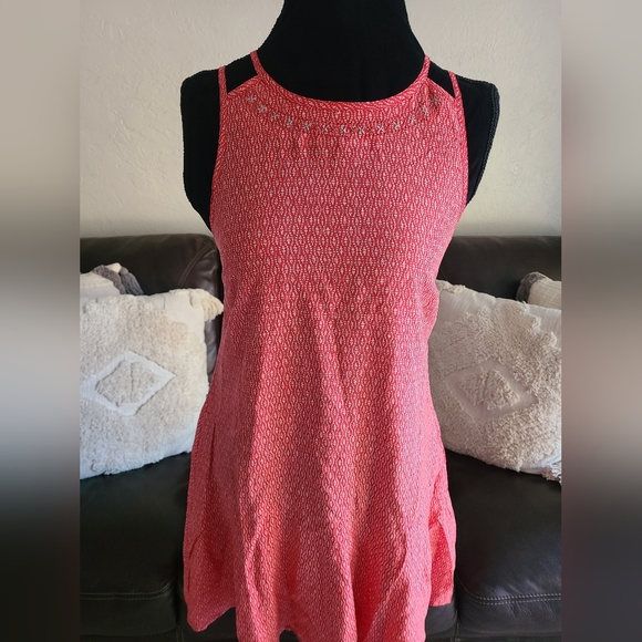 Toad&Co Women's Windsong Strappy Dress With Pockets Guava Diamond Print Size S - Picture 3 of 12